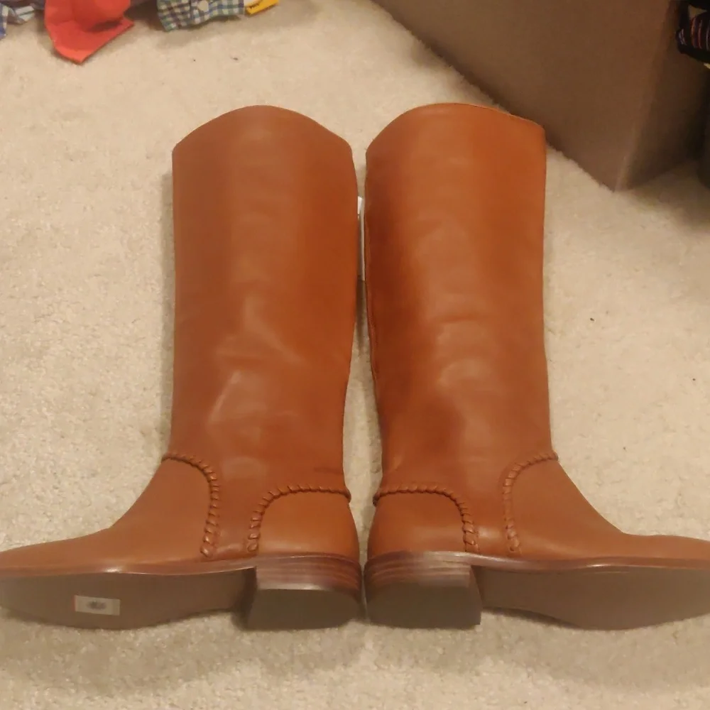 New!UGG Gracen Whipstitch Brown Leather Knee High Tall Riding Boot Women Y2K